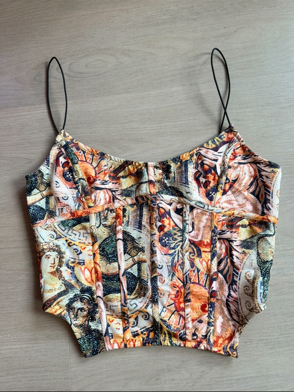 PrettyLittleThing Mosaic Renaissance Corset-Style Top - Size US 6 - NWT